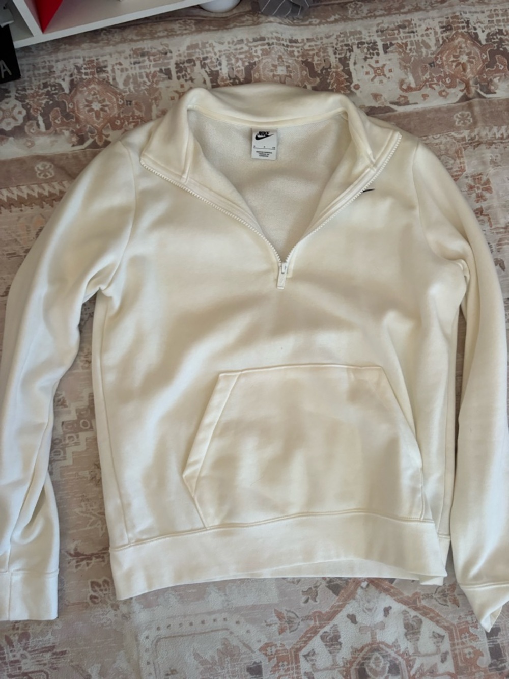 Nike White Zip-Up Pullover with Swoosh